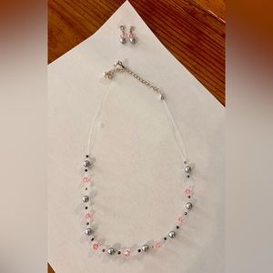 Pearl Necklace and Earrings Set